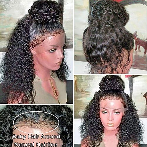 Thriving Hair Pre Plucked Curly 360 Lace Frontal Wigs for Black Women 8A Brazilian Virgin Human Hair Wigs Glueless Lace Frontal Wigs with Baby Hair(14inch-180density)