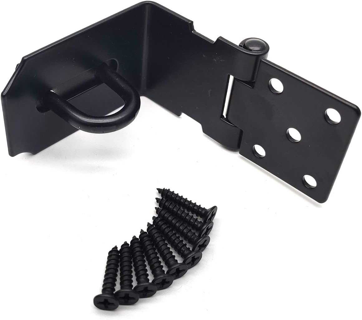 Addlike Padlock Hasp 4-Inch Door Hasp Latch 1.8mm Thickness Stainless Steel Black Set of 2 - - 
