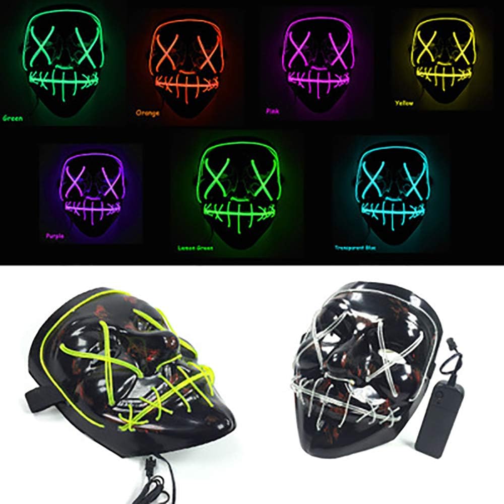 Chengsuwei LED Light Up Halloween Masks with 3 Lighting Modes, Scary Purge Style Ghostface Mask - Image 3