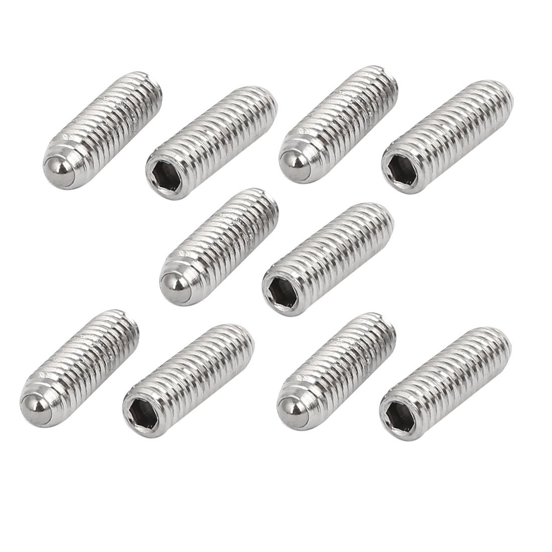 Sourcingmap M4x12mm 304 Stainless Steel Spring Hex Socket Ball Point Grub Set Screws 10pcs