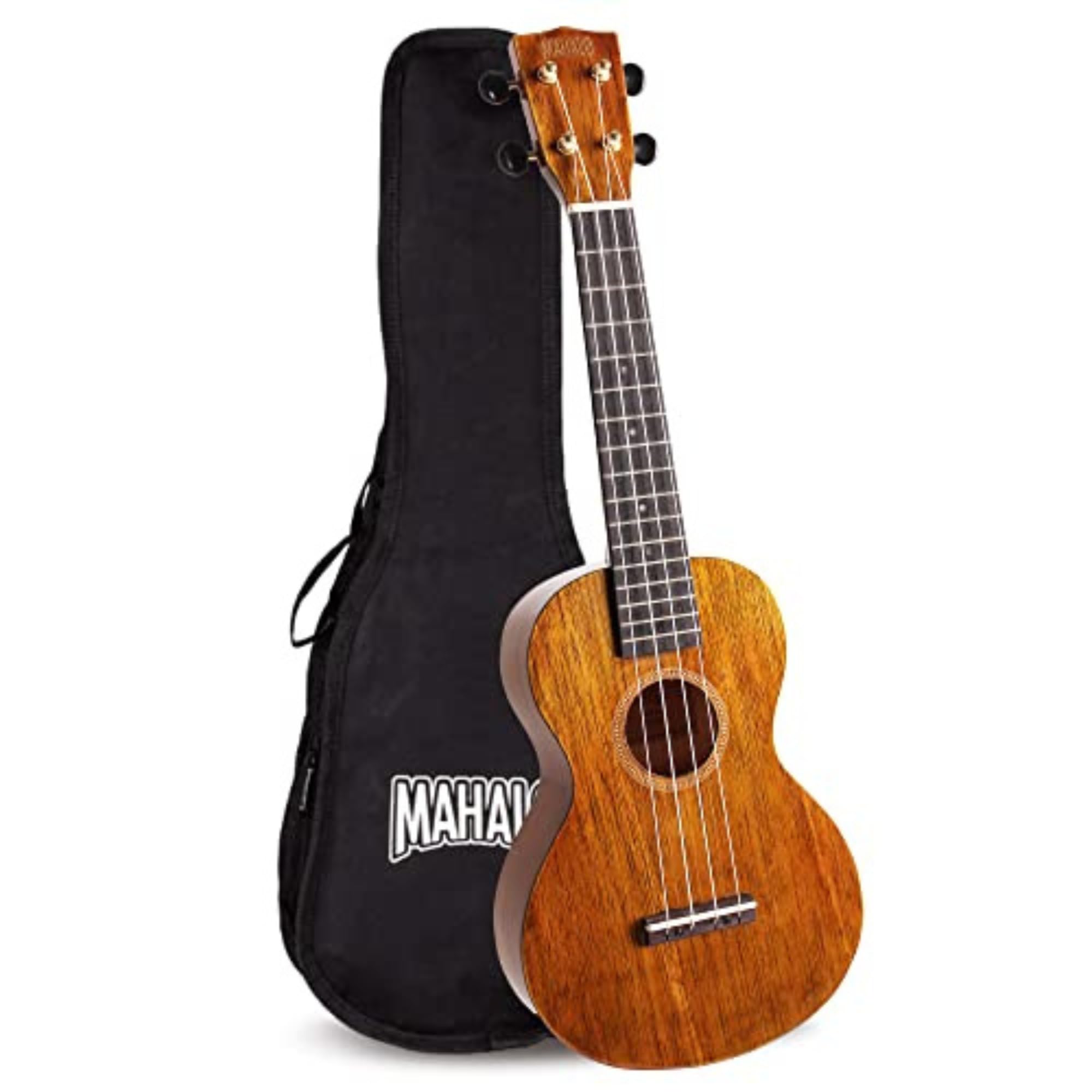 Mahalo Hano Concert Ukulele, Wooden Musical String Instrument with Geared Machine Head & Instrument Case, Beginners Ukulele Concert Kit for Adults, Brown
