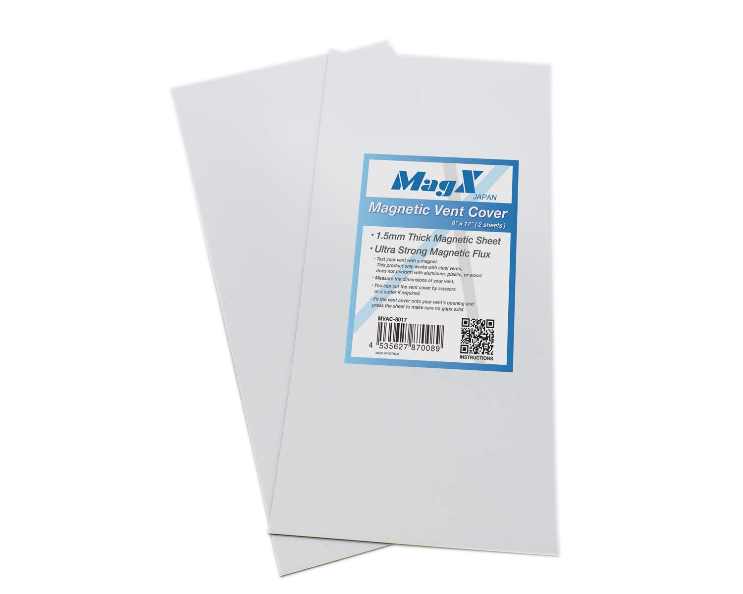 Magnetic Vent Covers, Self-Adhesive Air Vent Cover for Wall or Floor Ventilation Openings (20 cm x 43 cm), Pack of 2