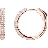 PAVOI 14K Gold Plated 925 Sterling Silver Posts Cubic Zirconia Hoop Earrings for Women | Halo CZ Gold Huggie Hoops