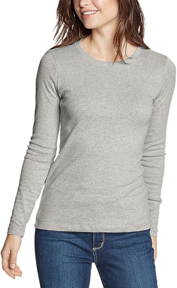 Eddie Bauer Women's Favorite Long-Sleeve Crewneck T-Shirt at  Women’s Clothing store