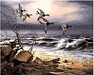 Pintura al óleo digital, animal de ganso costero, pintura al óleo