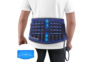 Comfpack Back Ice Pack for Lower Back Pain with Compression Air Pump, Lumbar Support Brace with Hot Cold Therapy Gel Pack, Relief for Sciatica, Coccyx, Scoliosis Herniated Disc, Spine Surgery