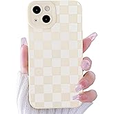 Lovmooful Compatible for iPhone 13 Case Cute Checkerboard Lattice Plaid with Color Design for Girls Women Soft TPU Shockproof Protective Girly for iPhone 13 Case-White