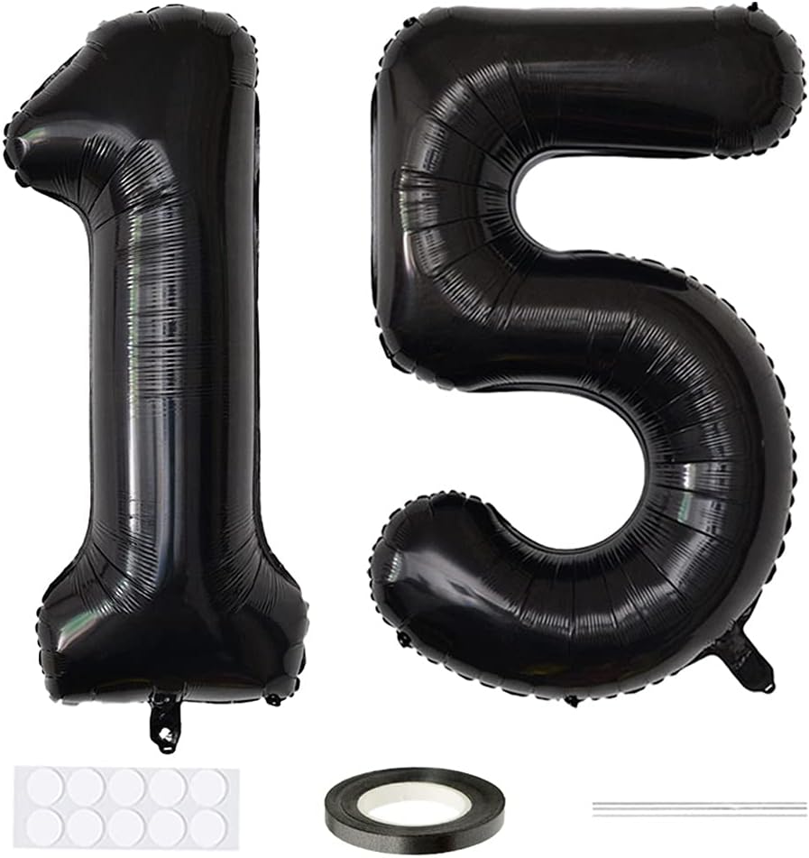 Xihuimay Number 15 Balloons 40 inch Digital Balloon Alphabet 15 Birthday Balloons Digit 15 Helium Balloons Big Balloons for Birthday Party Supplies Wedding Bachelorette Bridal Shower