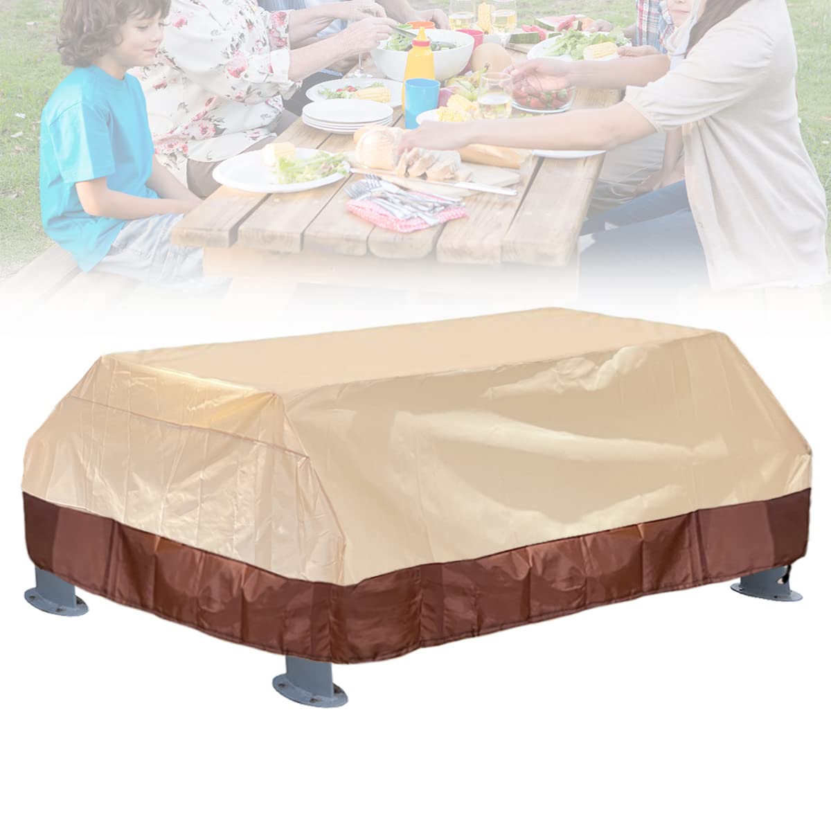 Outdoor Picnic Table Cover - Heavy Duty Lawn Patio Table Bench Protective Shelter, Furniture Organizer for Wind Dust Proof, Anti Freeze (8ft)