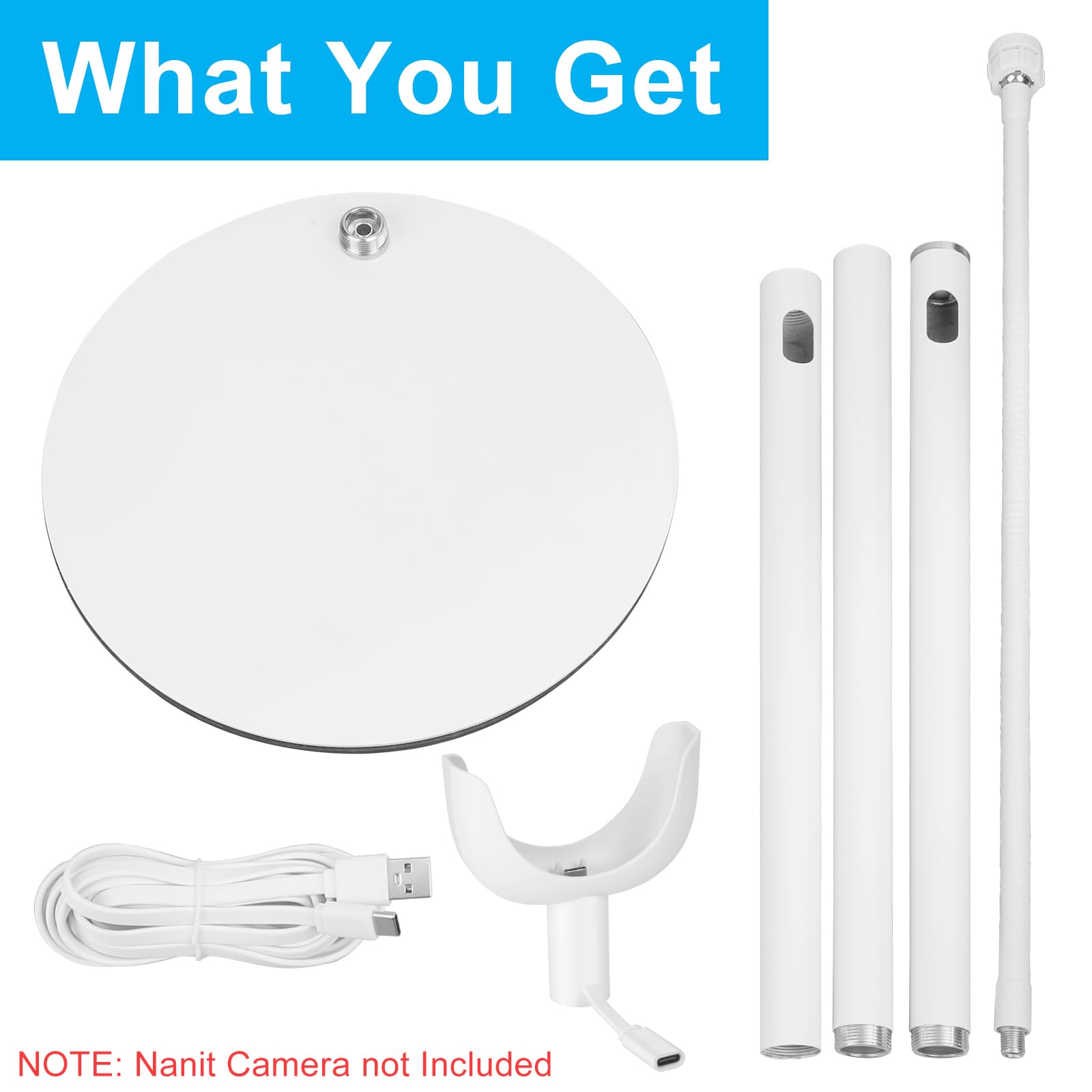 Didalo Floor Stand for Nanit Pro Baby Monitor, Gooseneck Swivel Holder Mount with Adjustable Height and Stable Base, Without Tools or Wall Damage(Camera not Included)