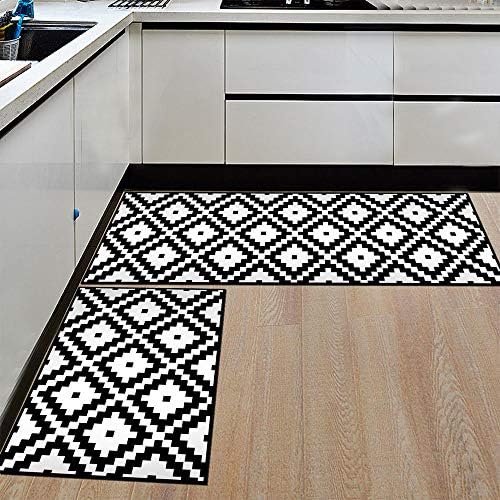 Haihuic 2 Pieces Anti Fatigue Kitchen Floor Mat - Comfort Cushioned Standing Mats - Waterproof Non Slip Kitchen Rugs - Indoor Outdoor Soft Doormat