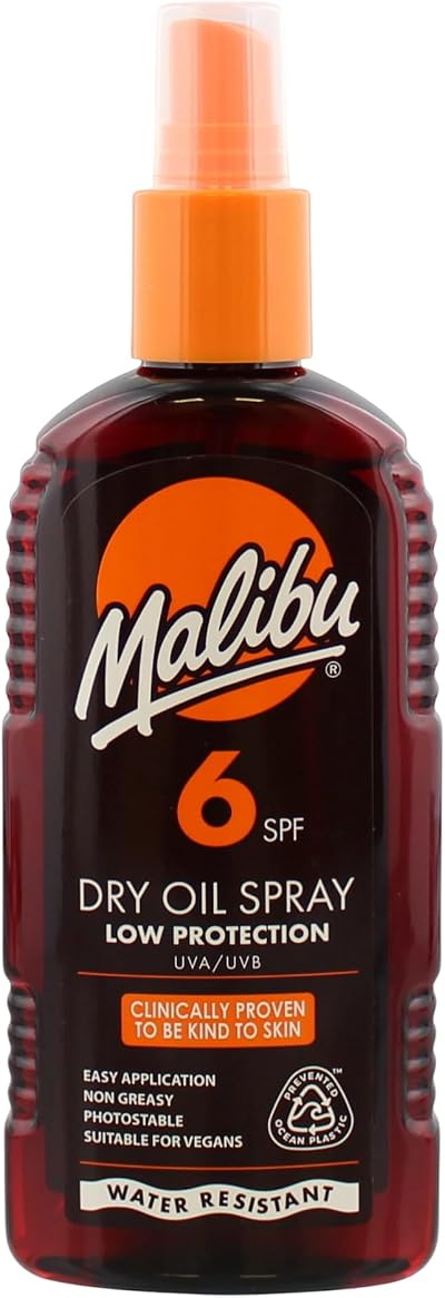 Malibu Dry Oil Spray SPF6 Non-Greasy 200ml Tan Enhancing Moisturising
