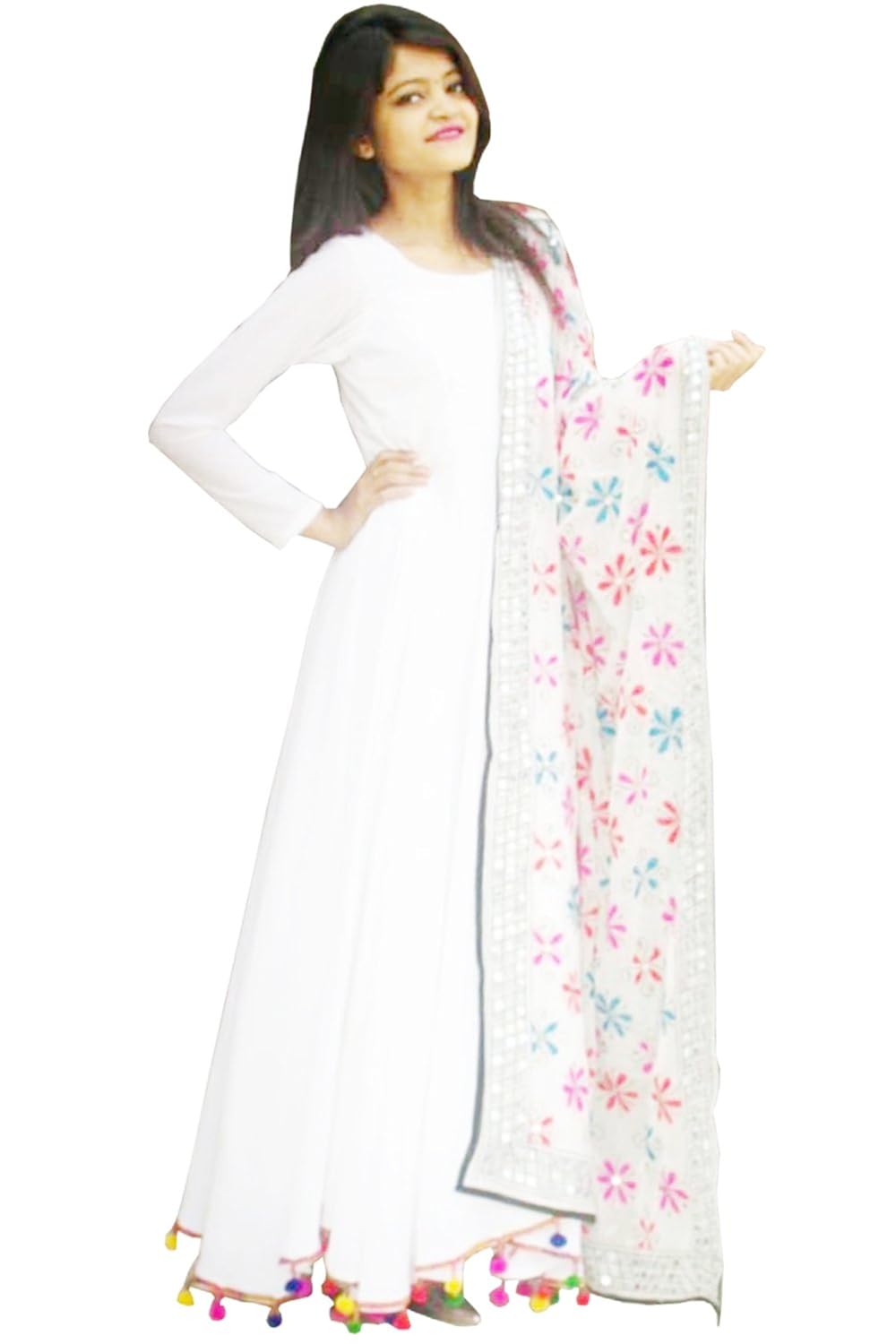 rajkumari women's georgette with shantoon lining lashkara anarkali dress