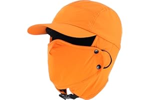 Home Prefer UPF50+ Waterproof Mens Earflaps Winter Hat Fleece Lined Trooper Trapper Hat for Hunting Fishing Hiking