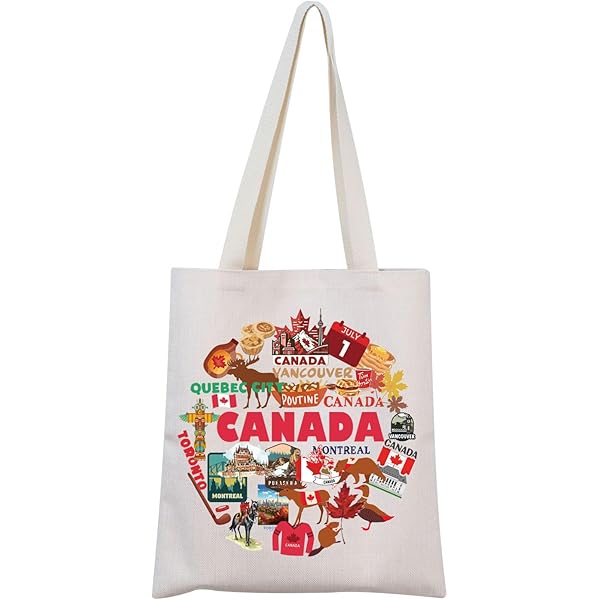 Aazon.co: G2TUP Canada Travel Canvas Tote Bag Canada Shoulder Bag For Traveler A Day In Canada