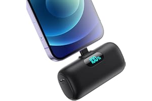 Small Power Bank for iPhone, Upgraded 5000mAh PD Fast Charging Portable Charger, Mini Plug-in Battery Pack Backup Charger Com