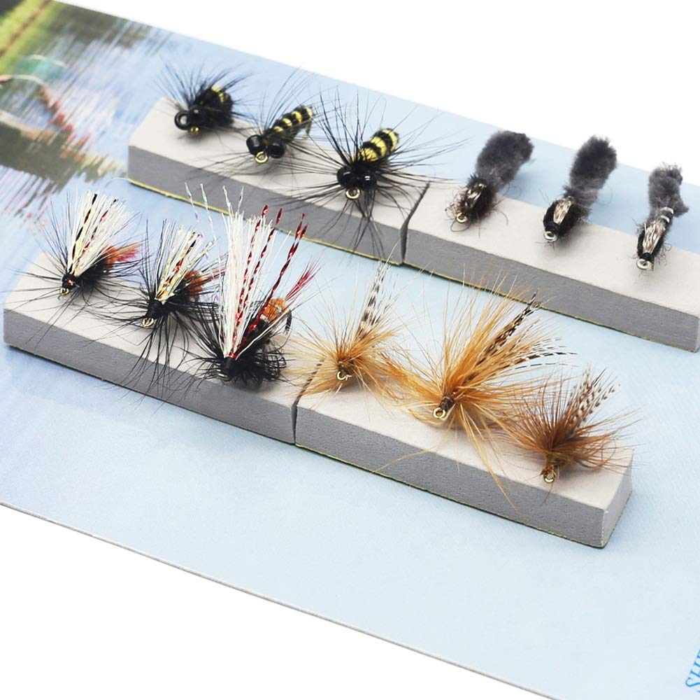 Fly Fishing Big Trout Flies Kit Top 10 Steelhead Flies Flyfishing Gear Premium Wet Dry Flies Trout Lures Streamer Nymph Emerger Fishing Assorted Trout Flies Bass Salmon (Classic Trout Flies Kits 01)