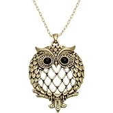 Owl Magnifier Magnifying Glass Sliding Top Magnet Pendant Necklace, 30"