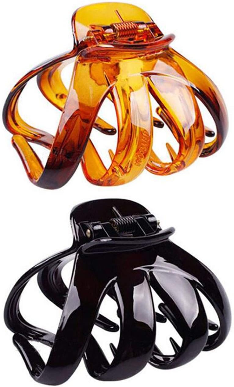 Fodattm Set of 2 Women Hard Plastic Octopus Hair Claws Jaw Clips High-grade Hair Clips Clamps Spider Hair Grip Hairpin (Large)