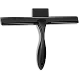 HIWARE All-Purpose Shower Squeegee for Shower Doors, Bathroom, Window and Car Glass - Black, Stainless Steel, 10 Inches