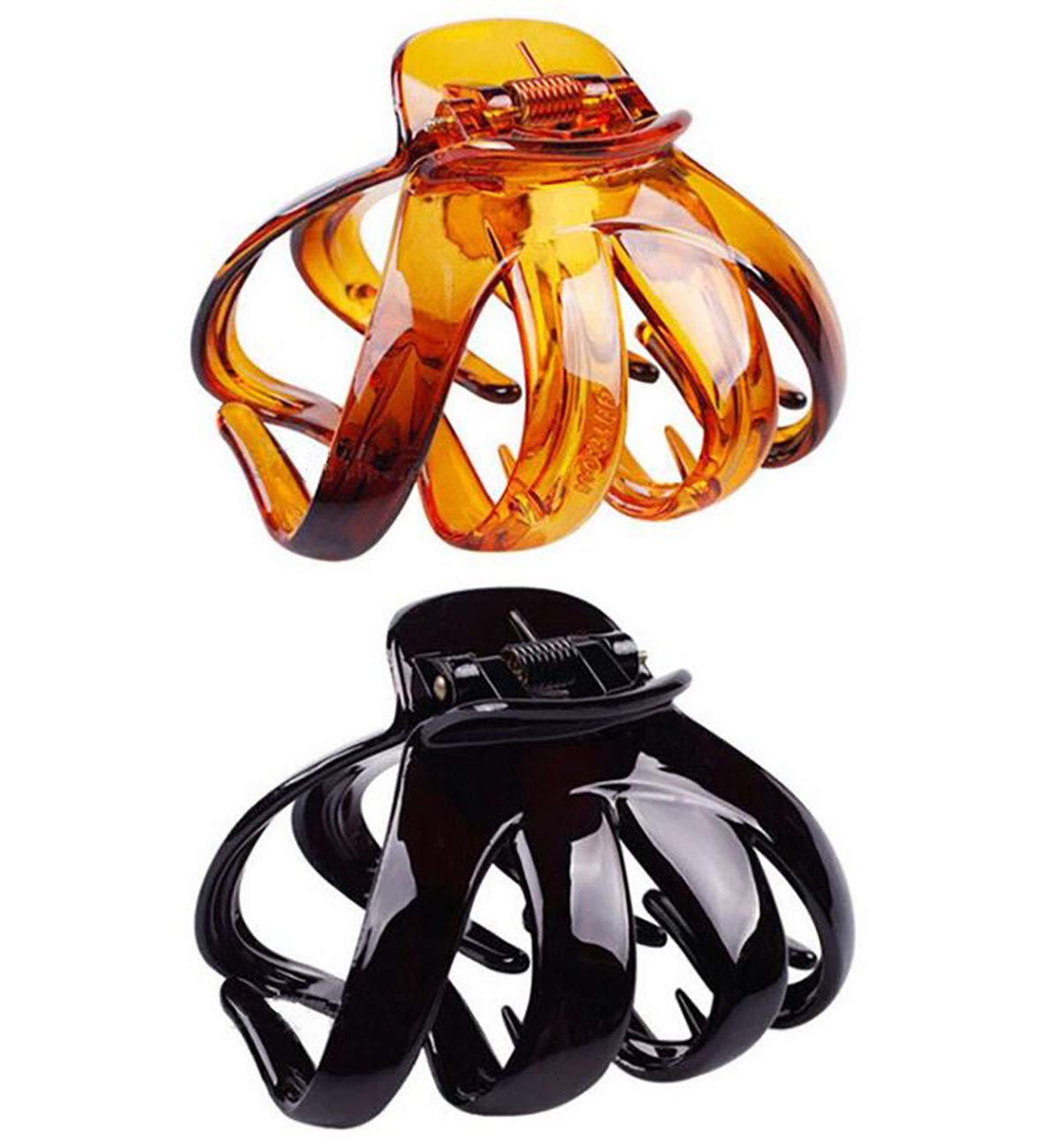 Fodattm Set of 2 Women Hard Plastic Octopus Hair Claws Jaw Clips High-grade Hair Clips Clamps Spider Hair Grip Hairpin (Large)