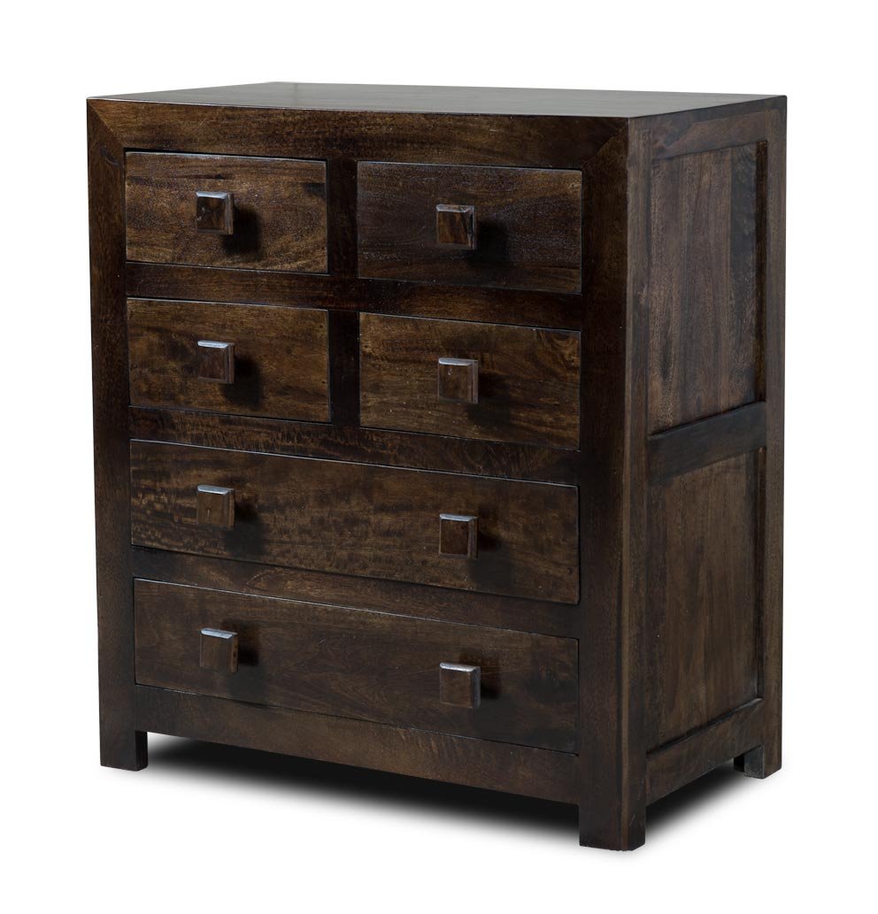 Dark Mango Wood Chest Of Drawers Dakota Wooden Bedroom Furniture
