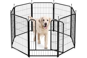 PawGiant Dog Fence Playpen 24”/32”/40” Indoor Outdoor for Small/Medium/Large Dogs, Metal Pet Puppy Cat Exercise Fencing Gate Crate Cage Outside RV, Camping, Yard, Garden