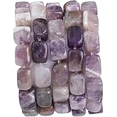 BEADIA Natural Amethyst Cuboid Stone Loose Semi Gemstone Beads for Jewelry Making 8mmx12mm 38cm/Strand