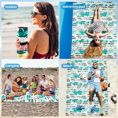 Hexify XXL Beach Towel 200 x 145 cm, Quick Drying Microfibre Large Towel, Sand Free Bath Towel, Women's Beach Blanket (Stripes)