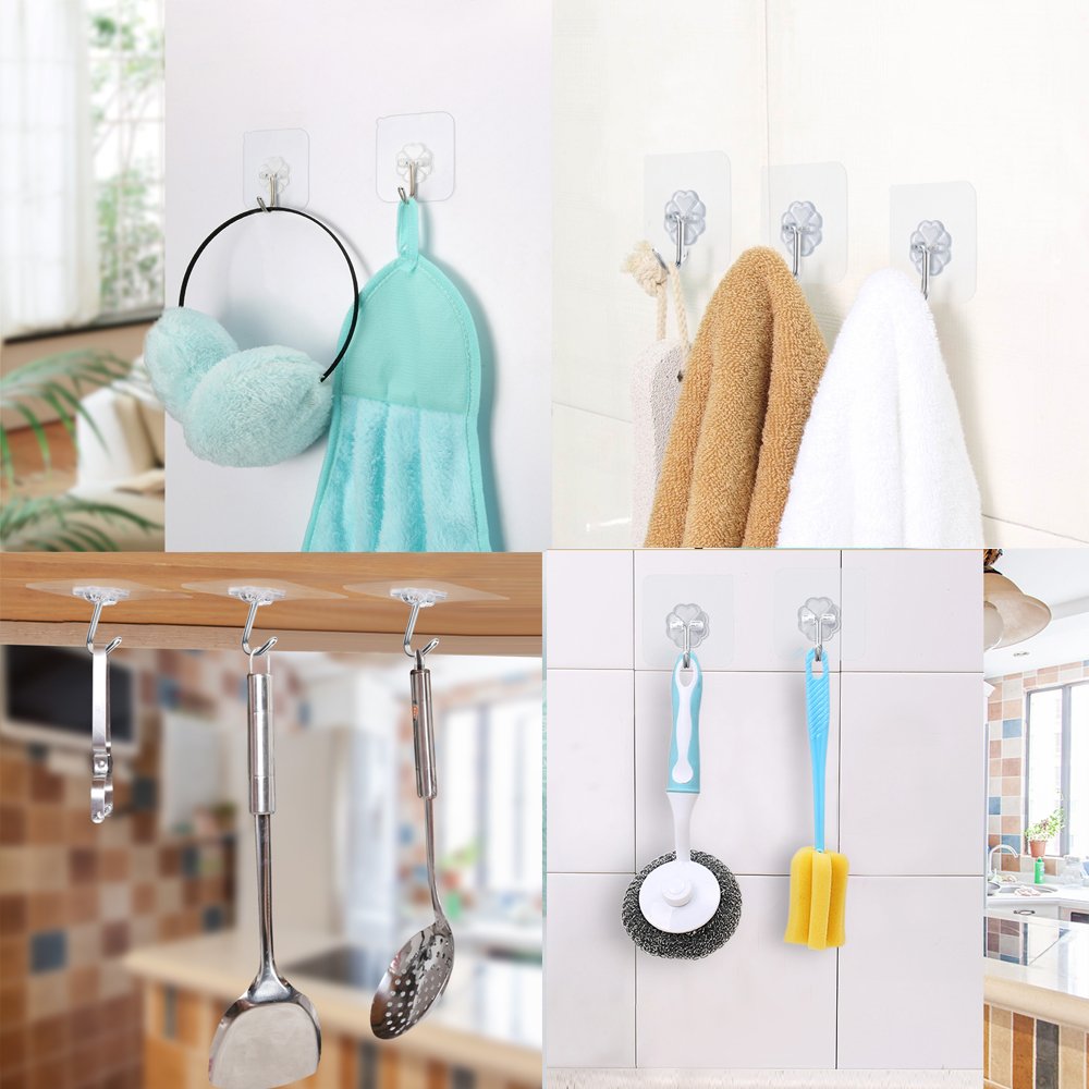 Fotosnow Self Adhesive Hooks Heavy Duty Reusable Transparent Stick on