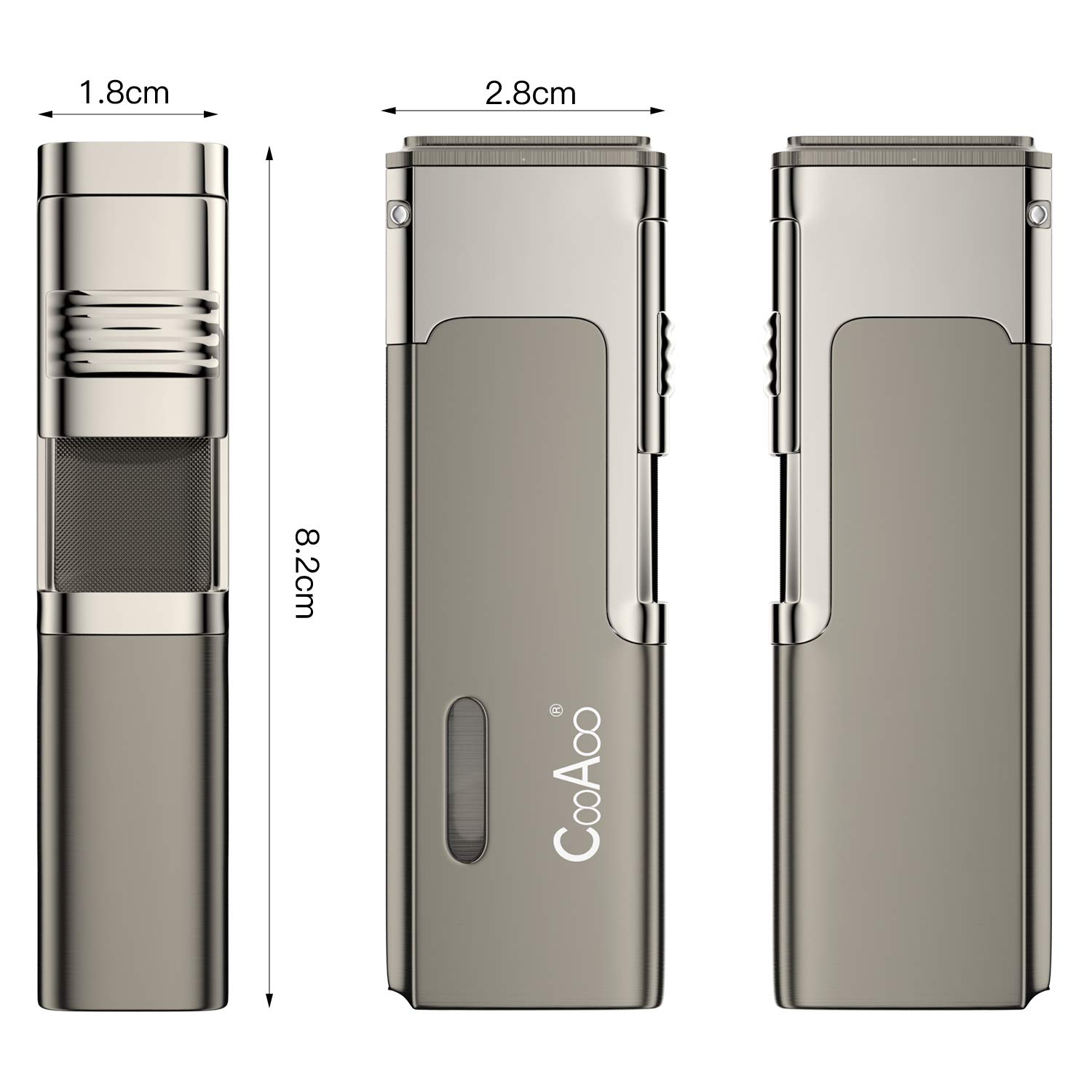 Sturmfeuerzeug Zigarrenfeuerzeug Jetflame-Feuerzeug 1-2 Sekunden zum Anzünden von Zigarren&Pfeifen Pfeifenfeuerzeug mit 4 starke Jetflamen, aus Metall mit Zigarrenbohrer Nachfüllbar Gasfeuerzeug