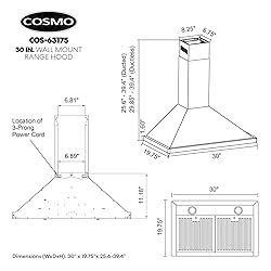 COSMO 63175 30 in. Wall Mount Range Hood with 380