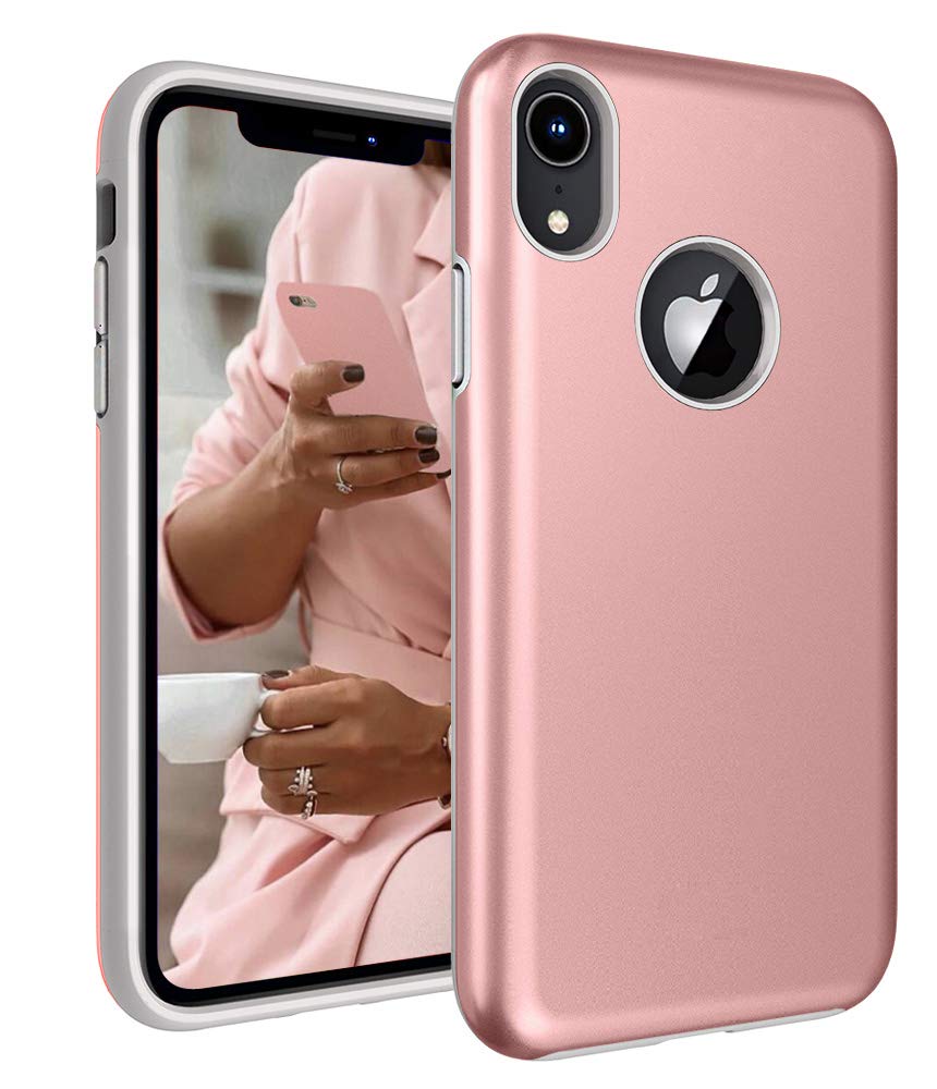 iPhone 2018 Case, 6.1 Inch, Androgate [Pearl Series] Hybrid Matte Protective Back Cover Bumper Case for Apple iPhone 2018 6.1’’, Pink Gold