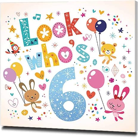 Amazon 6歳の誕生日カード アートパネル 絵画 フォトフレーム モダン インテリア絵画 壁掛け キャンバス絵画 絵 パネル ポスター おしゃれ アートボード 40x40cm アートフレーム ポスター オンライン通販