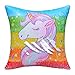 MHJY Unicorn Pillow Mermaid Sequin Pillowcase Reversible Flip Sequin Unicorn Pillow Cover Magic Sequin Throw Pillow Cushion Cover