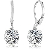 CiNily Leverback Dangle Earrings Created Crystal Drop Earrings Gold Plated Jewelry Gift for Women Girls 8mm
