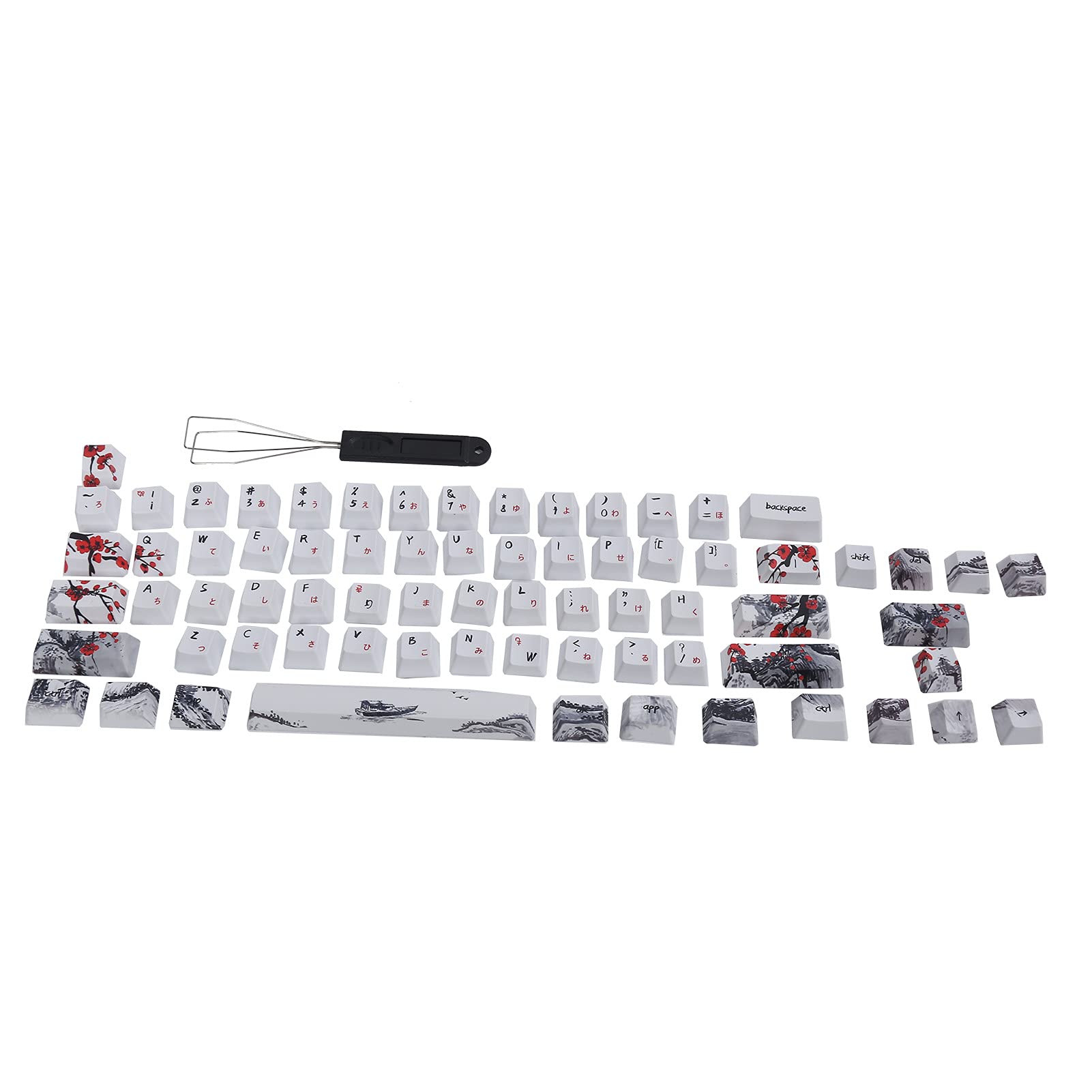 Yoidesu Keyboard Keycaps, PBT 5‑Sided Sublimation 71 Keys Keyboard Caps for Mechanical Optical Keyboards(English-Japanese)