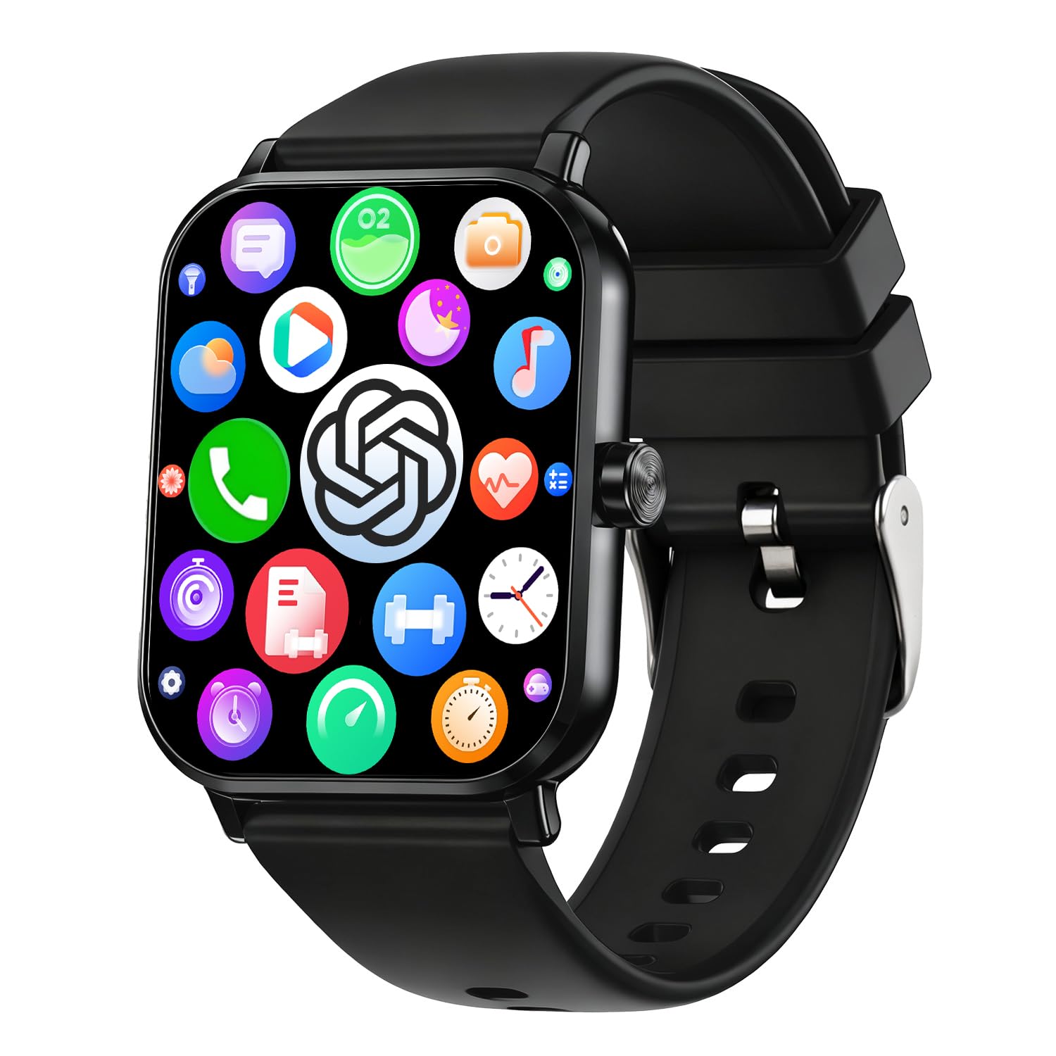 Smart Watch (2025 Latest ChatGPT Compatible) Bluetooth Call Function iPhone Compatible AI Android Bluetooth 5.3 Phone Call Function Large 1.83-Inch Screen Activity Meter Wristwatch SMS/Line