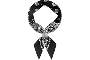 Hymeiluely Western Bandana Scarf With Vintage Coin Buckle, Paisley Pattern Neck Scarf for Men Pocket Square Cowboy Scarves