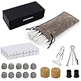 Joyoldelf Smoking Pipe Accessories Kit - 10 Metal Balls, 50 Pipe Cleaners, 20 Pipe Filters (9mm), 2 Cork Knockers, 2 Pipe Bits, 1 Pipe Scraper, 1 Reamer and a Pipe Pouch