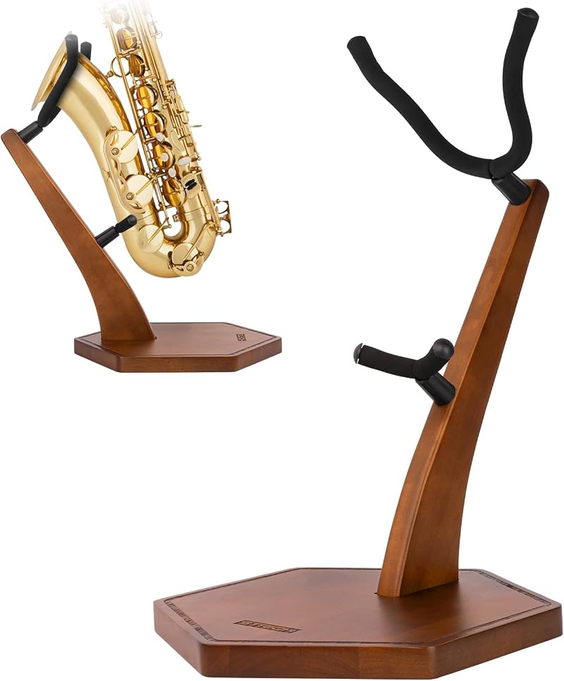 STRICH Wood Saxophone Stand Alto/Tenor Walnut Solid Hardwood Floor Stand FH-4