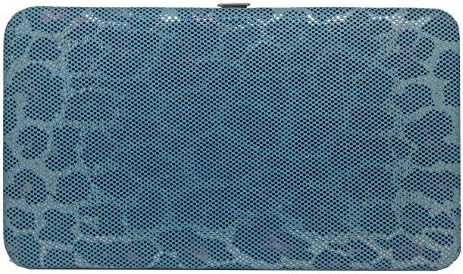 Women's Mesh Covered Cheetah Print Clutch Wallet Credit Card &amp; Money Organizer (Turquoise)