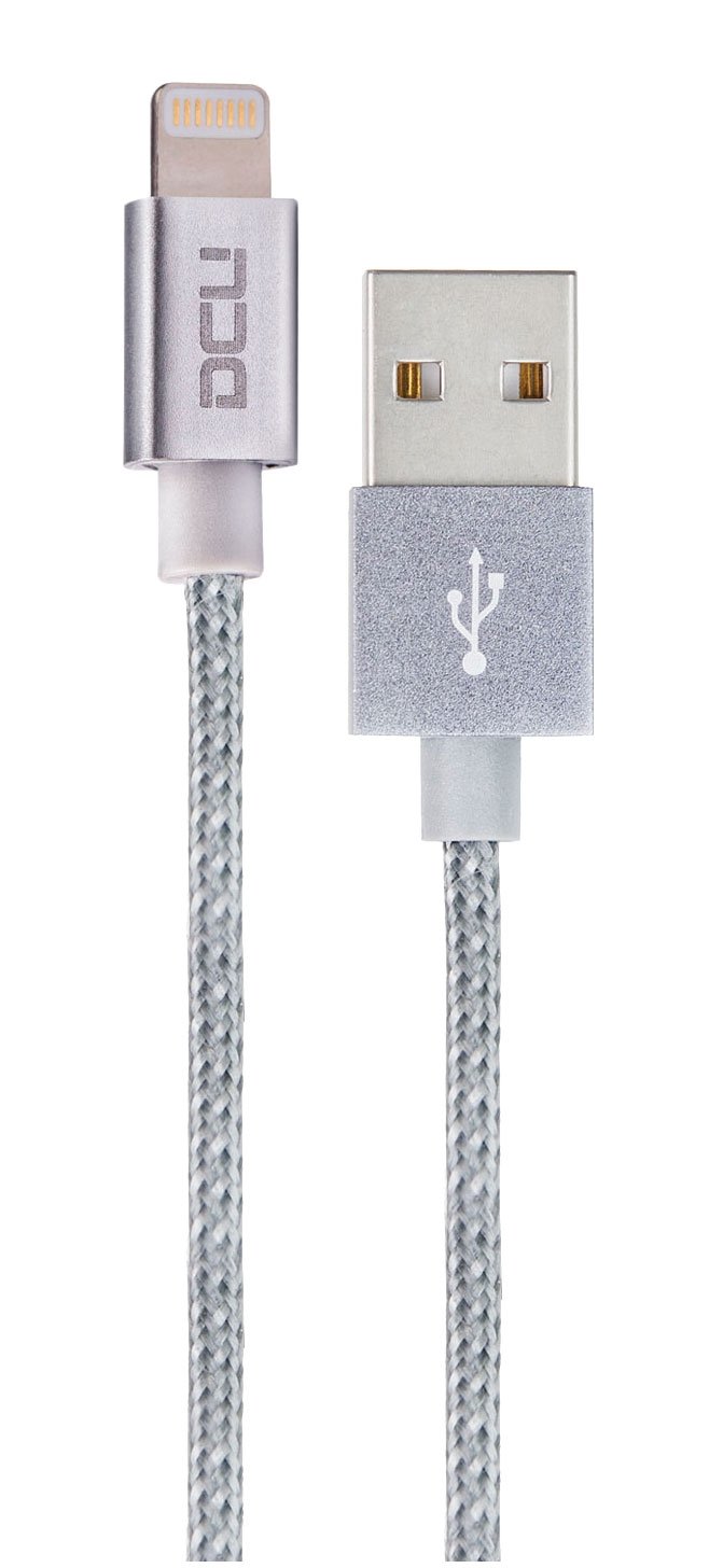 DCU TECNOLOGIC Charging Cable Lightning Cable Approved Apple inc. USB 2.0 compatible with iPhone, iPad, iPod aluminum 1m silver