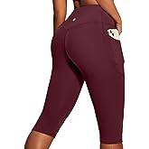 Heathyoga Capri Leggings with Pockets for Women Tummy Control Knee Length Leggings Yoga Pants Women Capri Pants Workout