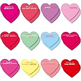 DERAYEE 24PCS Valentines Sticky Notes, 3 x 3 Inches Heart Shaped Sticky Notes Colorful Appreciation Notepads Self Stick Memo Pads for Valentine's Day Home School Office Supplies