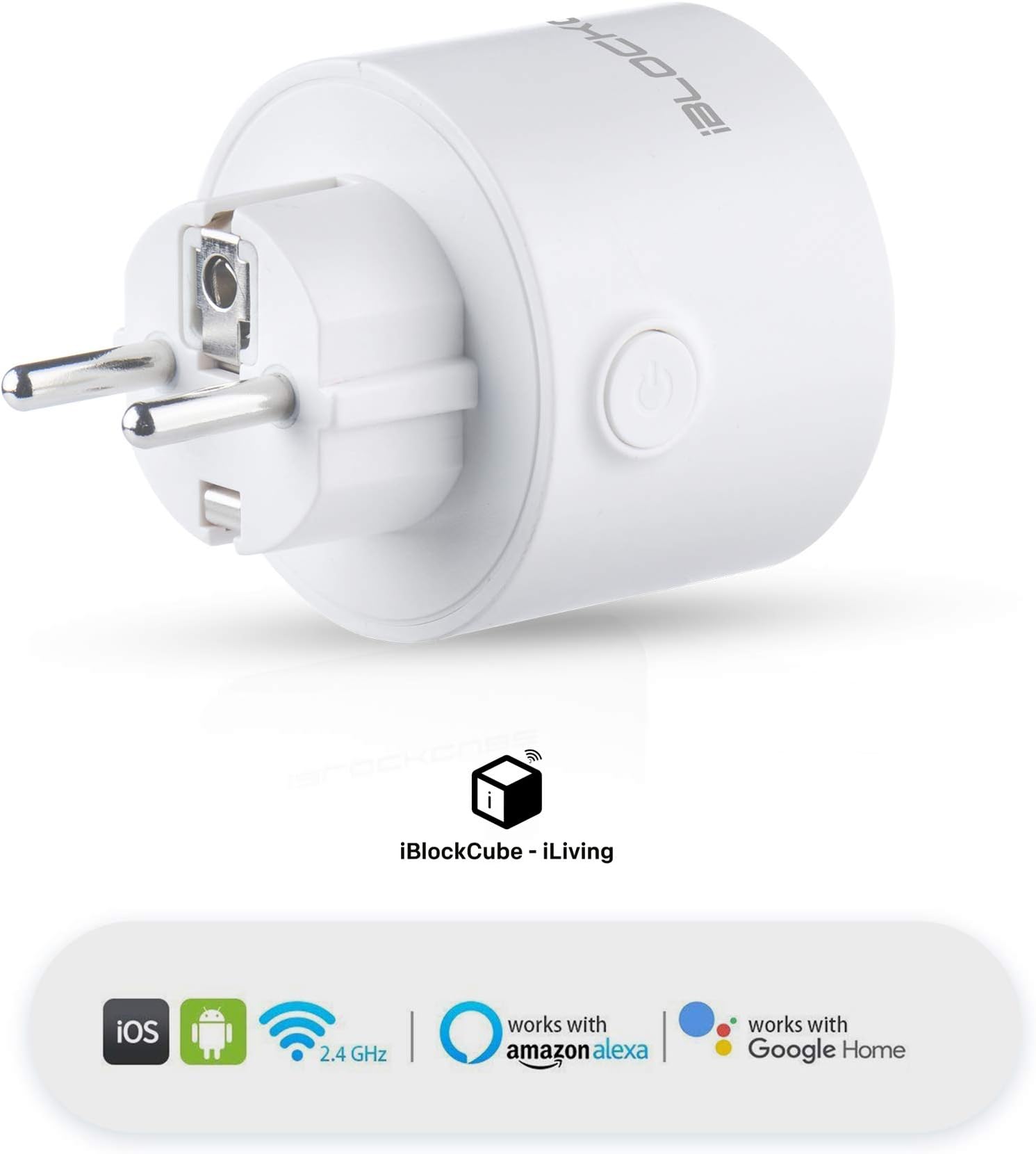 iBlockCube® Smart Plug, 2020 First 16A WiFi Mini Outlet Works with Amazon Echo Alexa Dot, Wireless Remote Control Plug Timer Socket Set Switch, Smart Home Office Accessories, Energy Monitoring