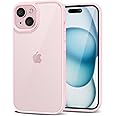 LoeoeL for iPhone 15 Plus Case Clear, Transparent Hybrid 15 Plus Phone Case [Hard Plastic & Soft Silicone Bumper] Acrylic Non Yellowing Thin Slim Protective Cover, Light Pink