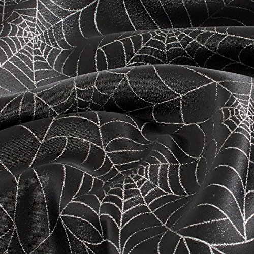 image for Benson Mills Twinkle Halloween Spider Web Fabric Metallic Tablecloth (