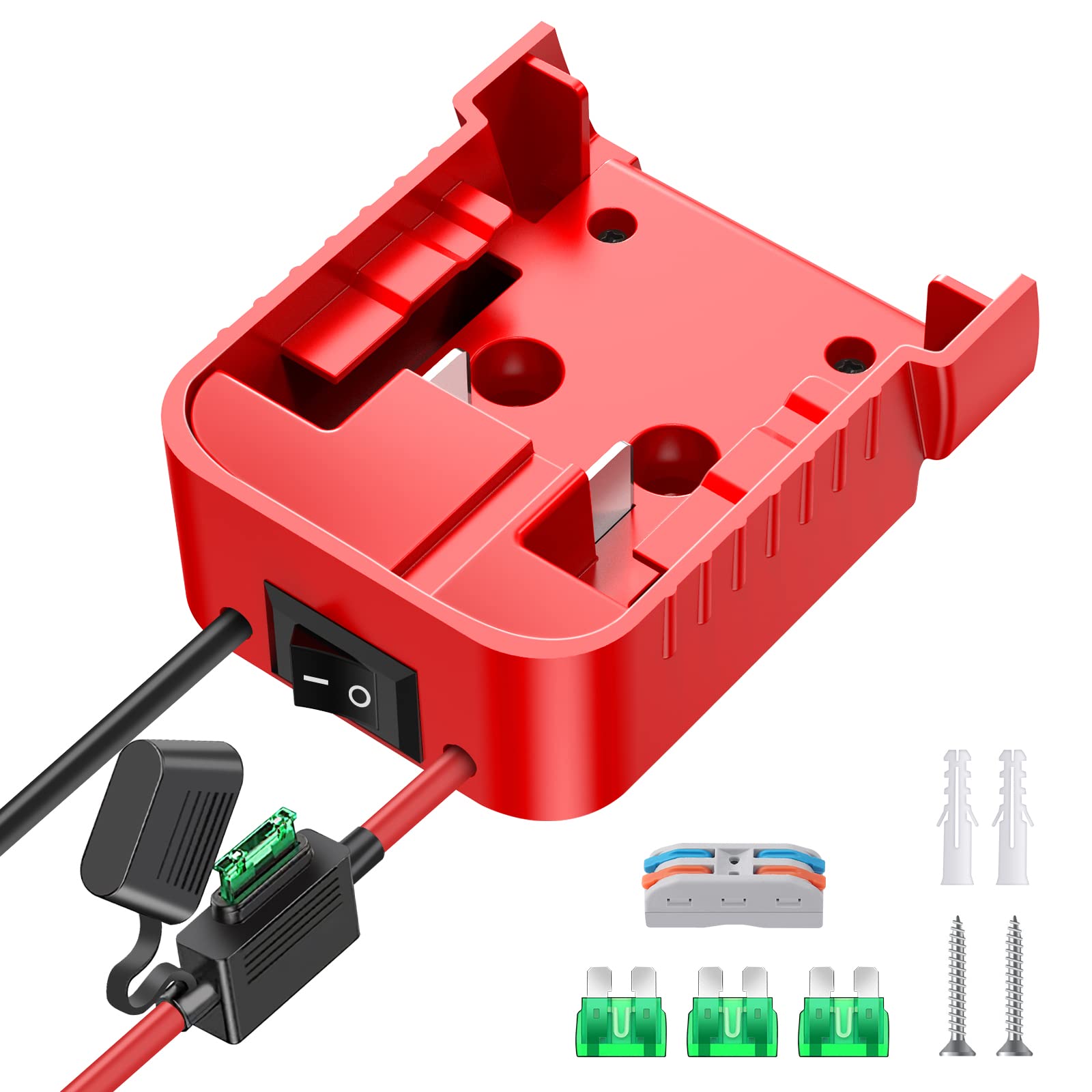 Photo 1 of 1 Packs Power Wheel Adapter for Milwaukee M18 Battery Adapter 18V Power Wheel Battery Conversion Kit with Switch, Fuse & Wire Terminals, 12AWG Wire, Power Connector for DIY Rc Car Toys and Robotics