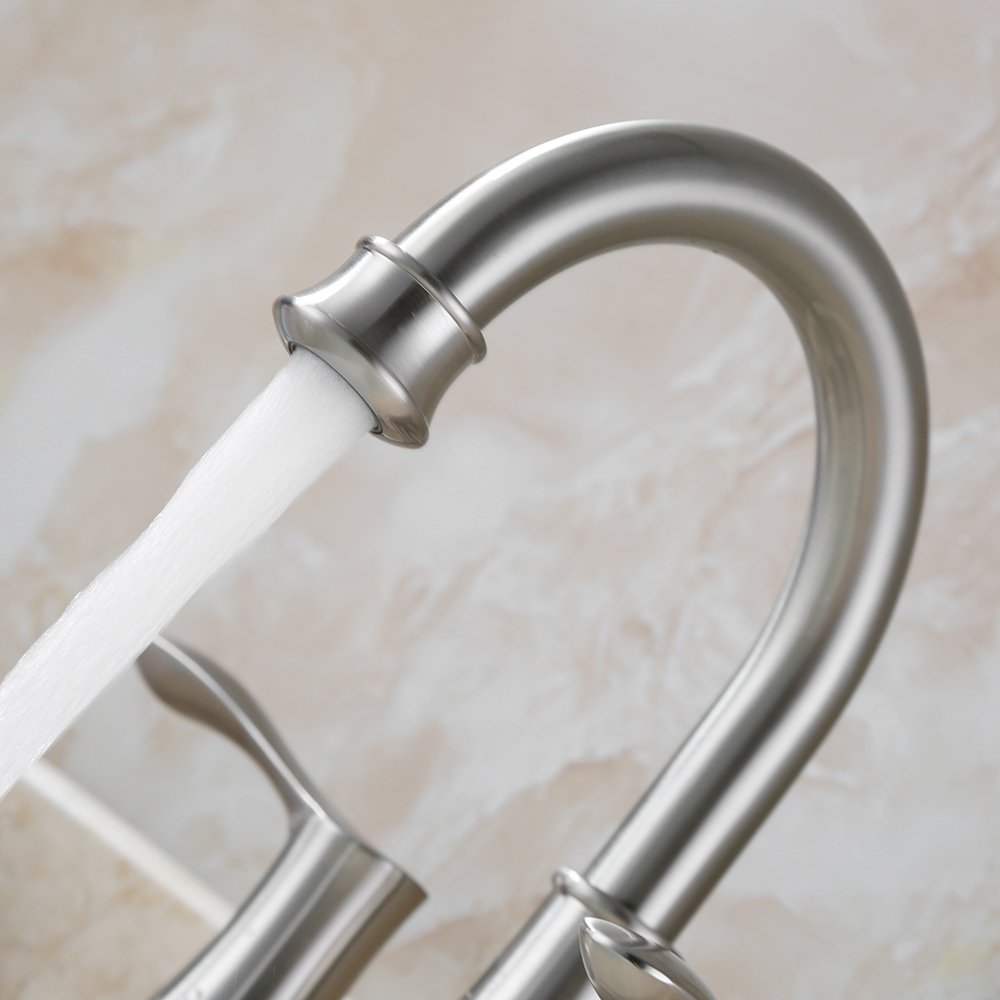 PARLOS Swivel Spout 2handle Lavatory Faucet Brushed Nickel Bathroom Sink Faucet 742271684939 eBay